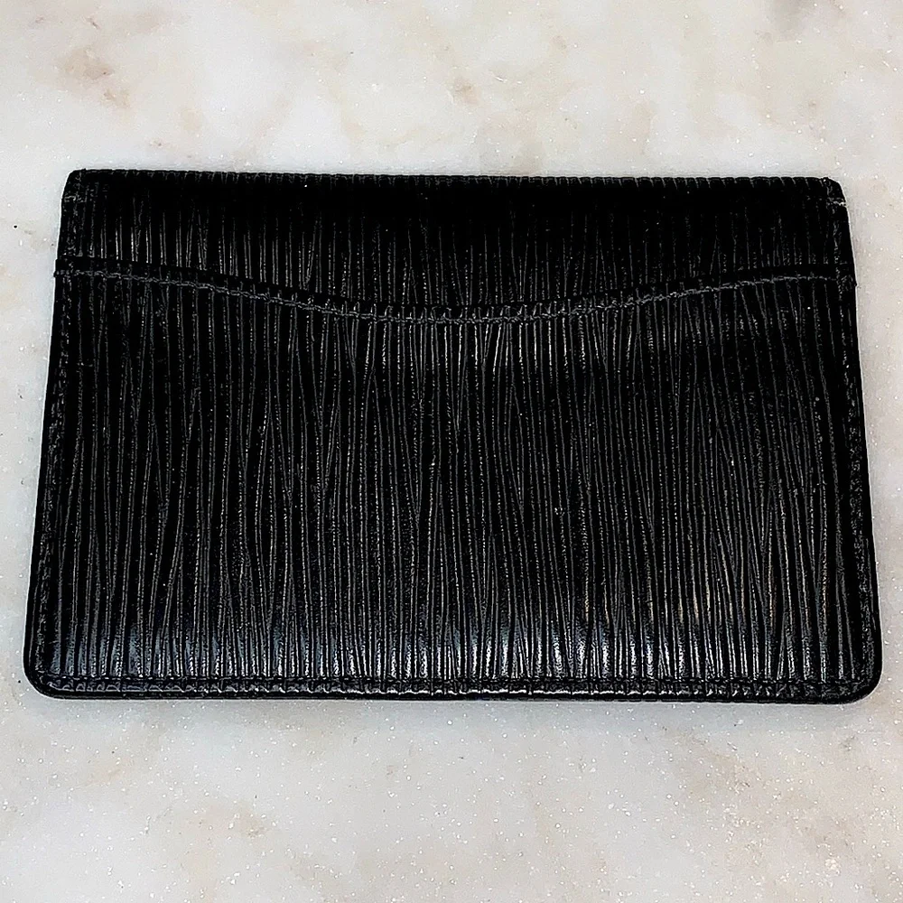 LOUIS VUITTON POCHETTE BLACK EPI LEATHER VINTAGE CARDHOLDER WALLET FRANCE